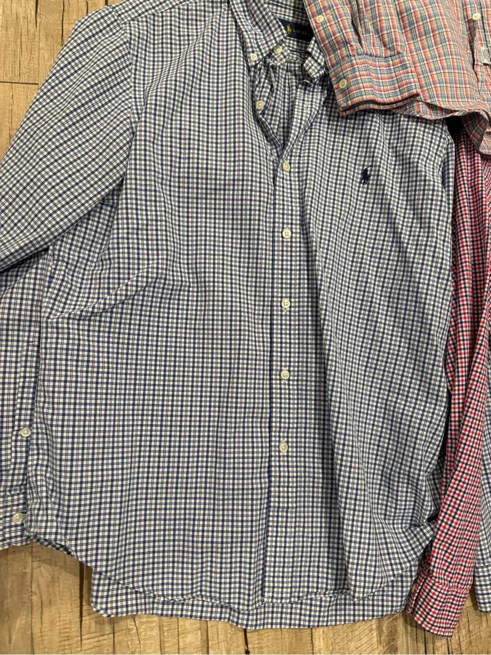 Polo by Ralph Lauren Three Men's Gingham Button-Downs in Blue, Red, White
